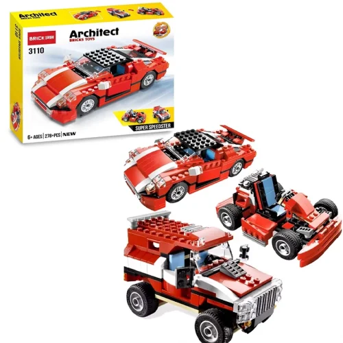 اسباب بازی لگو ماشین 278 تکه رنگ قرمز کد 3110