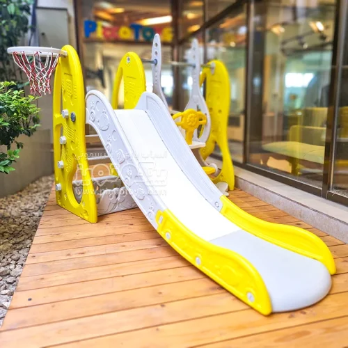 تاب و سرسره کودک ملودی زرد با حلقه بسکتبال مدل P/5137/ZA