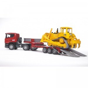 اسکانیای حمل لودر loader truck with CAT Bulldozer bruder 3555