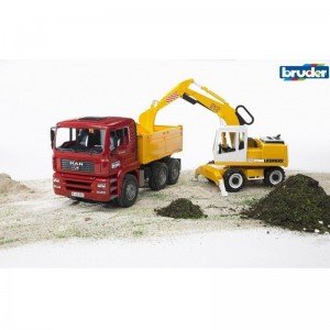 کامیون و بیل مکانیکی مان Man Construction Truck With Excavator bruder 2751