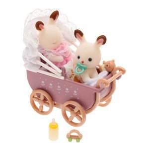 بچه خرگوش دوقلو با کالسکه سیلوانیان sylvanian families 5018