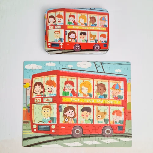 پازل قوطی فلزی طرح اتوبوس مدرسه کد P/848/SB