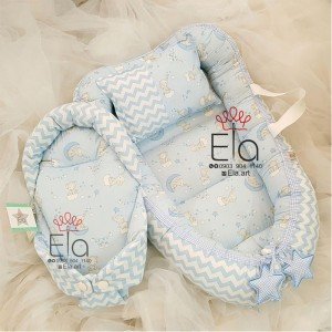 ست آغوشگیر و تشک لبه دار elaart مدل فیل آبی