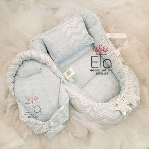 ست آغوشگیر و تشک لبه دار elaart مدل قلب آبی