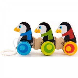 پنگوئن نخ کش چوبی کودک TREFL-Wooden Toy -moto nieloto 60658