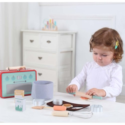 اسباب بازی چوبی ست کیک پزی با کیف فلزی کد KZ-19