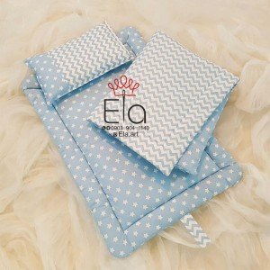 ست دم دستی 3 تکه آبی طرح ستاره زیکزاک elaart 8056