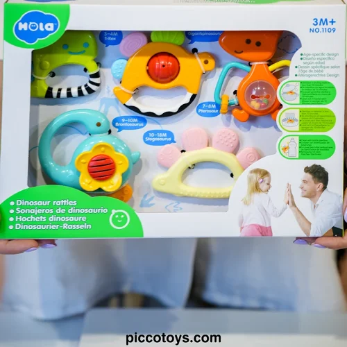 ست جغجغه و دندانگیر 5 عددی Huile Toys مدل دایناسور کد 1109