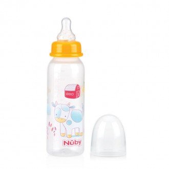 شیشه شیر  240ml زرد طرح گاو nuby 1486