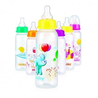 تنوع طرح شیشه شیر  240ml  nuby 1486