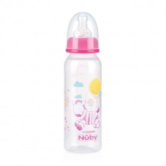 شیشه شیر  240ml صورتی طرح گورخر nuby 1486
