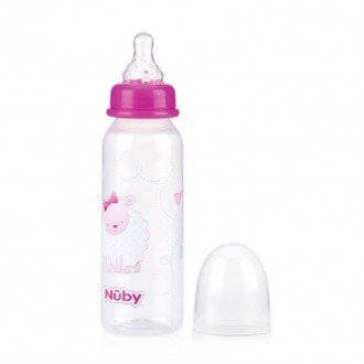 شیشه شیر  240ml صورتی طرح گوسفند nuby 1486