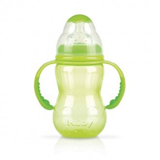 طلق 300ml  سبز دسته دار ضد چکه nuby 1095