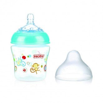 شیشه شیر فیروزه ای طرح دار nuby 1193