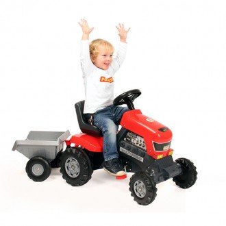 تراکتور پدالی قرمز با تریلر مدل 52674