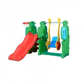 تاب و سرسره کودک طرح خوک سبز با حلقه بسکتبال مدل 5013