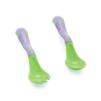 قاشق و چنگال سبز بنفش nuby مدل 5256