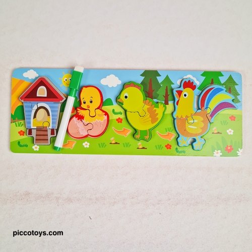 پازل برجسته چوبی مراحل رشد جوجه کد 4898778