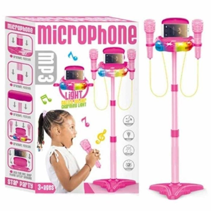 اسباب بازی میکروفن  پایه دار کودک رنگ صورتی کد 5030