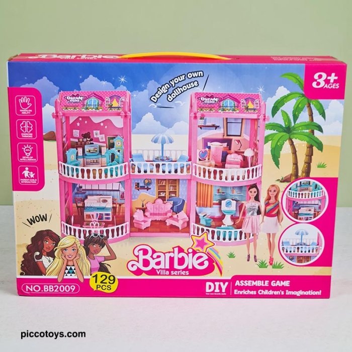 اسباب بازی ساختنی خانه عروسک باربی 139 تکه کد BB2010