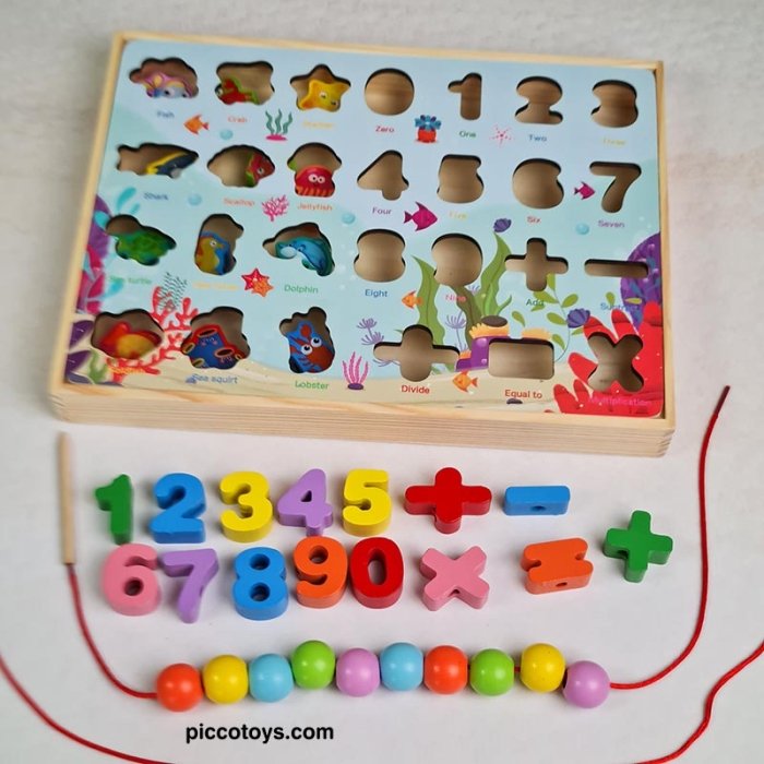 پازل و تخته جایگذاری چوبی مدل حیوانات دریایی کد P/50918/D