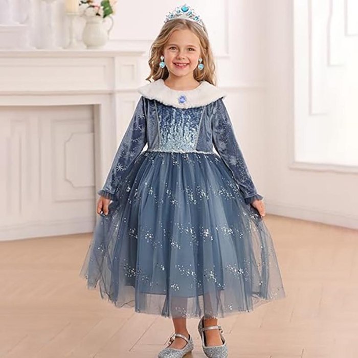 لباس پرنسس السا به همراه اکسسوری کامل یقه خزدار کد 111166NEW