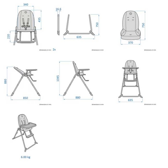 صندلی غذا مکسی کوزی مدل Maxi cosi AVA High Chair رنگ زغالی کد 2040043110