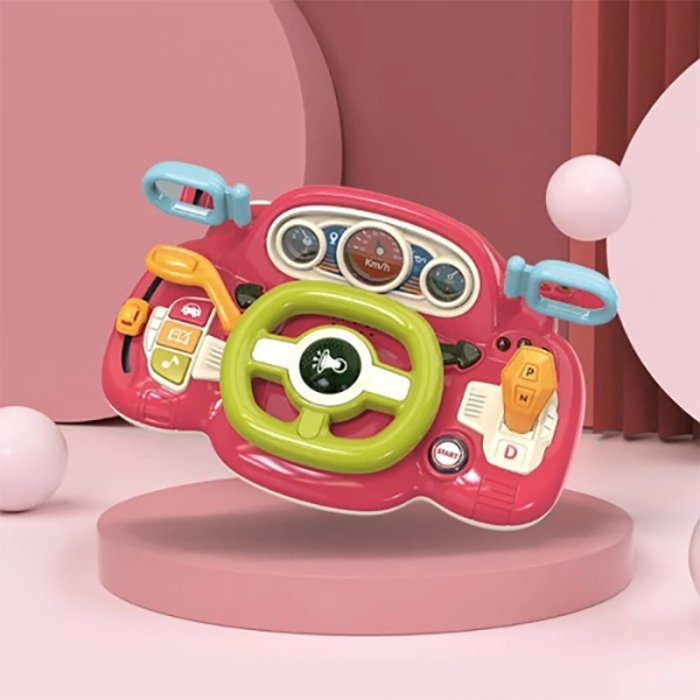 اسباب بازی فرمان موزیکال طرح ماشین رنگ صورتی کد P/CY7076/B