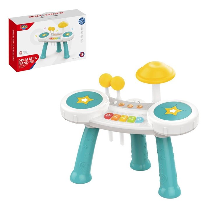 اسباب بازی درامز و پیانو هانگر Huanger رنگ سبزآبی مدل HE0525