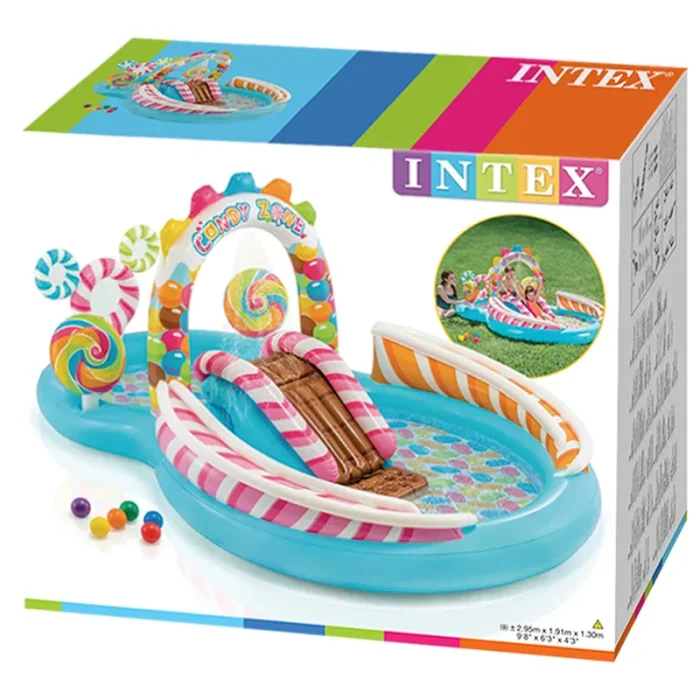 استخر بادی سرسره دار اینتکس مدل آبنبات Intex Candy کد 57149