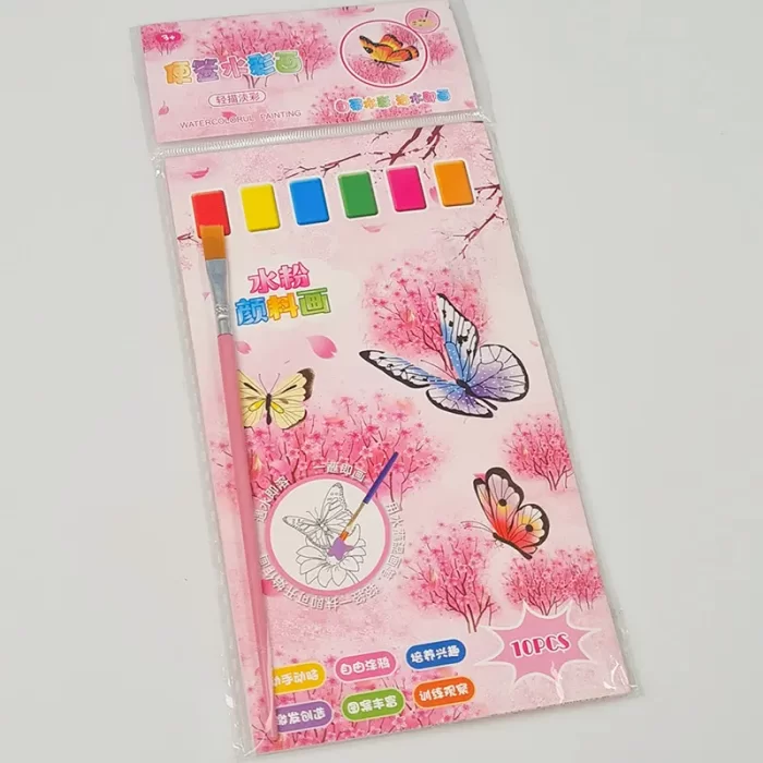 دفترچه آبرنگی رنگ آمیزی طرح پروانه کد 703016