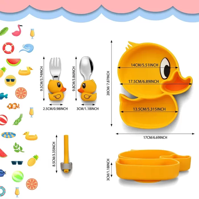 ظرف غذا کودک سیلیکونی مدل اردک کد JH8008