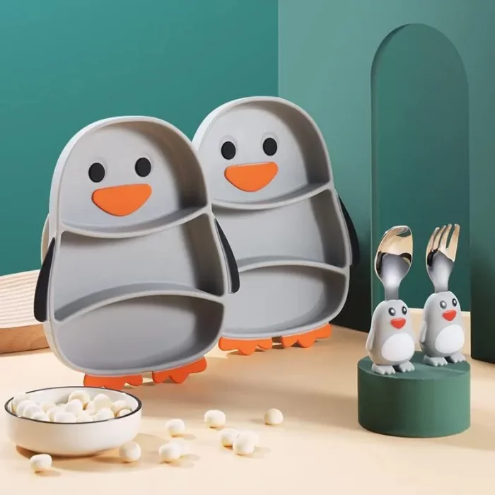 ظرف غذا کودک سیلیکونی مدل پنگوئن کد JH8004