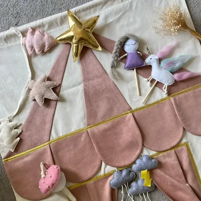 پرده نمایش عروسکی رنگ صورتی کد P/4118586/SU