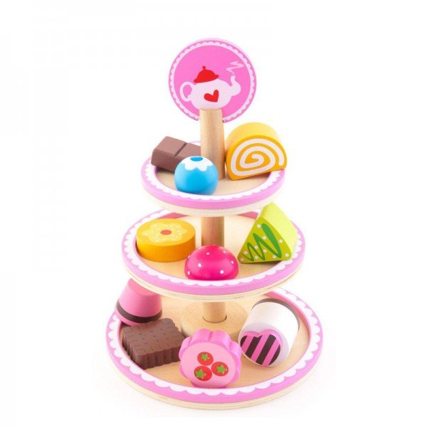 ظرف شیرینی چوبی سه طبقه TREFL-Wooden Toy -PYCHOTKI AT DOROTKA 60655