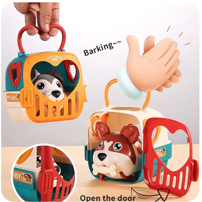 Musical toy dog with box and care set