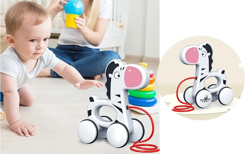 Zebra model thread puller toy