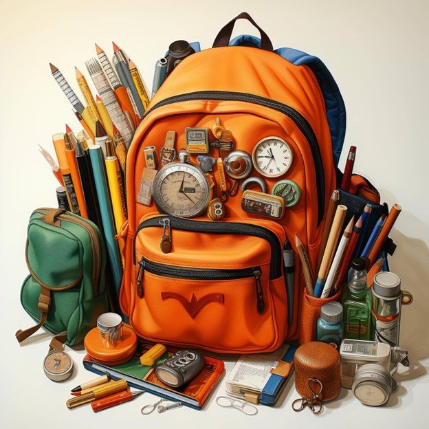 چیدن وسایل داخل کوله پشتی مدرسه