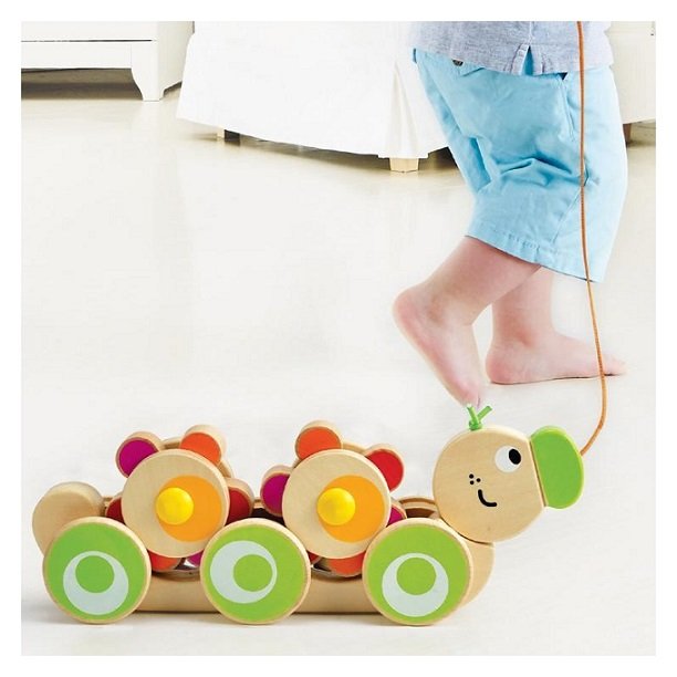 کرم ابریشم نخ کش چوبی کودک WALK-A-LONG CATERPILLAR hape 0351