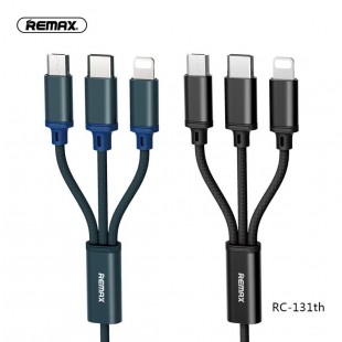 کابل تبدیل USB به لایتنینگ/MicroUSB /USB-C ریمکس مدل RC-131th طول 1.15 متر