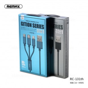 کابل تبدیل USB به لایتنینگ/MicroUSB /USB-C ریمکس مدل RC-131th طول 1.15 متر