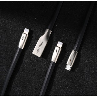 کابل تبدیل USB به MicroUSB/USB-C/لایتنینگ توتو مدل ZINC ALLOY LI-003 طول 1.5متر