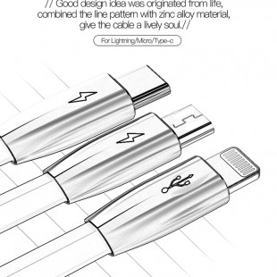 کابل تبدیل USB به MicroUSB/USB-C/لایتنینگ توتو مدل ZINC ALLOY LI-003 طول 1.5متر