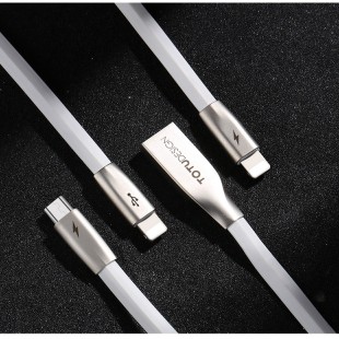 کابل تبدیل USB به MicroUSB/USB-C/لایتنینگ توتو مدل ZINC ALLOY LI-003 طول 1.5متر