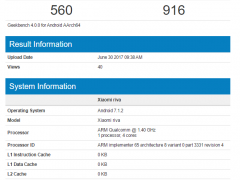 مشخصات گوشی Xiaomi Riva در سایت GeekBench فاش شد