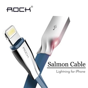 کابل لایتنینگ Rock Salmon Charge Sync Flat Lightning Cable RCB0553