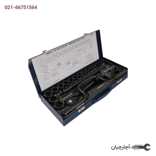 جعبه بکس 1/2 مشکی 24 عددی مشکی کروم مولیبدمیوم (CR-MO) برند مسترتولز تایوان