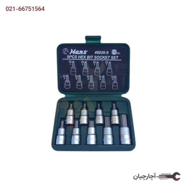 جعبه بکس درایو 1/2 آلنی 9 عددی، 17-4 برند هنس تایوان کد کالا 46026-9