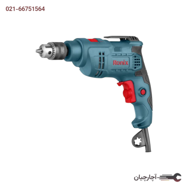 دریل 10 میلی متری چکشی سه نظام آچاری 450واتFace  برند رونیکس کد کالا 2121