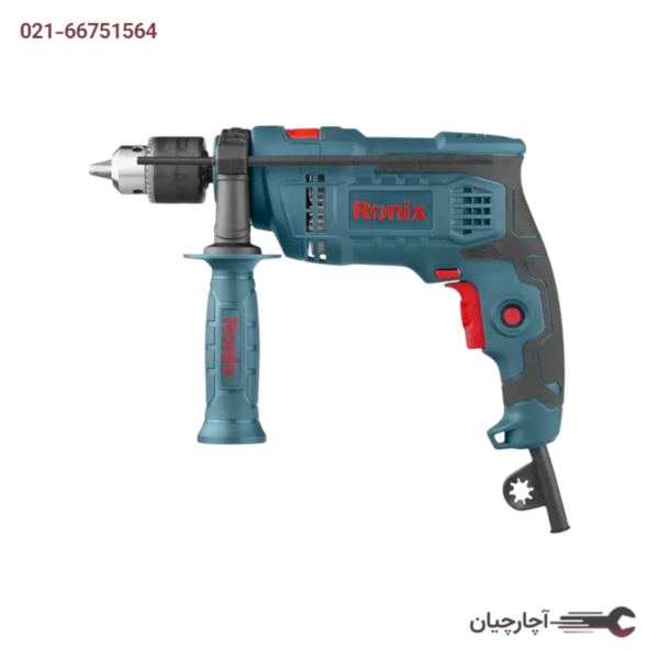 دریل 13 میلی متری چکشی سه نظام آچاری 750وات بدون کیف BMC برند رونیکس کد کالا 2214